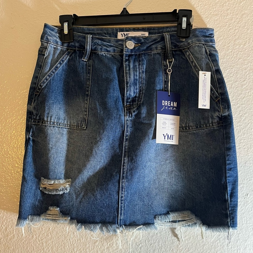 YMI Blue Mini Denim Pencil Skirt Casual